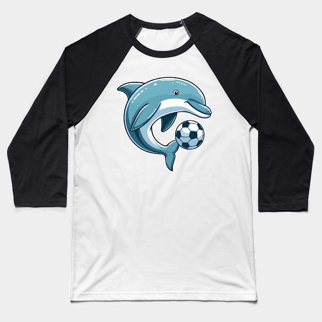 dolphin cartoon as a soccer player Baseball T-Shirt by fikriamrullah